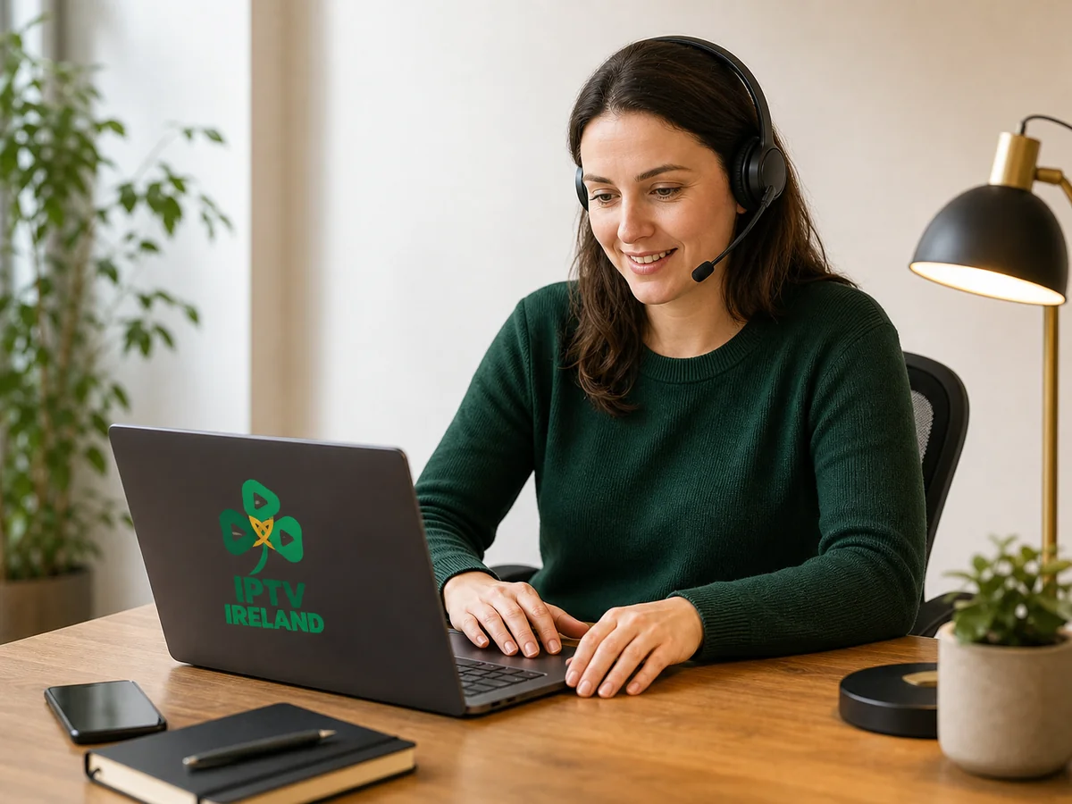 A customer support specialist helping a viewer from a Dublin office